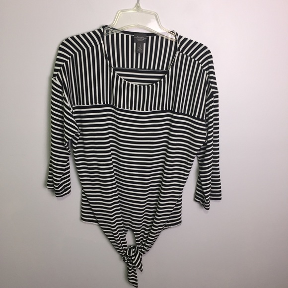 Chico's Tops - Chico’s Travelers Black & White Tie Front Blouse 1